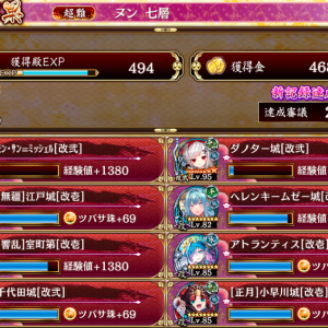 達成時のリザルドです