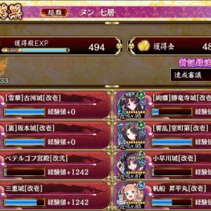 需要は考えず18審（城娘性能変動外し）。この後動画見てこうやって射程盛っていくのかと驚愕した次第