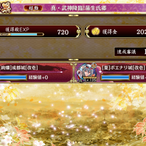 ソロでは蒲生を倒す前に殿が攻撃されてしまった。師匠は伏兵ダメも平気で耐える