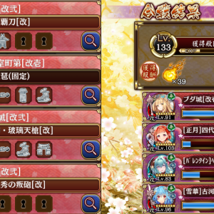 ２０審クリアです。改弐が沢山あるから楽ちん。千代田城の鷹が射程内に入った正宗君あっと言う間に沈めてた…蔵狙いの隙間塵旋風は安平妹ちゃんで防ぎました