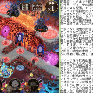 突破記念に配置とか手順まとめたやつ貼ります。移動とか巨大化のタイミングはアバウトです。臨機応変さも大事