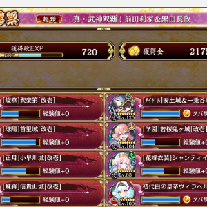 バランス調整された花嫁シャンティイ城お試し。完封でした。合計180秒の行動不能デバフはやっぱ刺さるところでは強い。