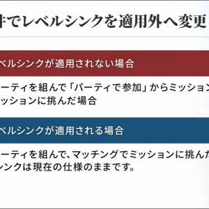 一部条件でレベルシンクを適用外へ変更