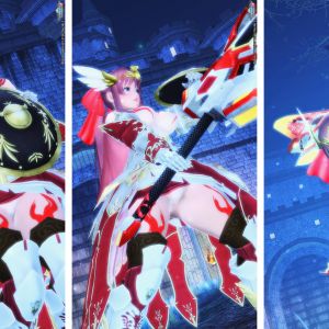今週で森も終わりってことで。お気に入りくっころコーデで、怯える→ヒーローポーズ→ヒーローPAの３コマ。俺…アルミュールヘアーが手に入ったら、これでフィギュア応募するんだ…（フラグ）