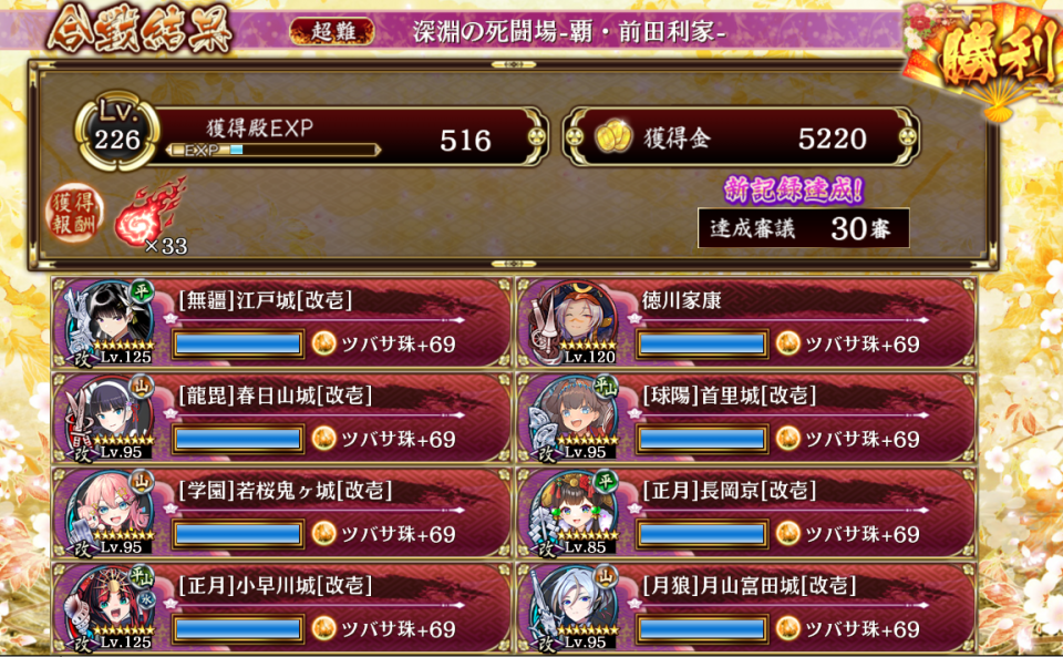 他の二つは異伝江戸でかなり楽にクリアできたけどここは強いトークン使い持ってなかったからか飛びぬけてきつかった。家康も使っちゃったし