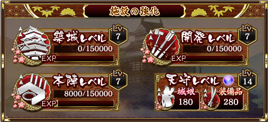 本陣LV7⇒LV8への確認用　EXP８ｋ入っているのが見えるかな