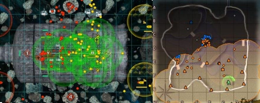 レーダーに関してはほんとあれだよな。FEZのレーダは10年前から重複部分の表示は邪魔にならない様にちゃんと処理されるのに、ガンオンは何故レーダーエフェクトの外周に無駄なアウトライン表示をしたり、範囲表示を乗算処理される色付きにしてるのか。