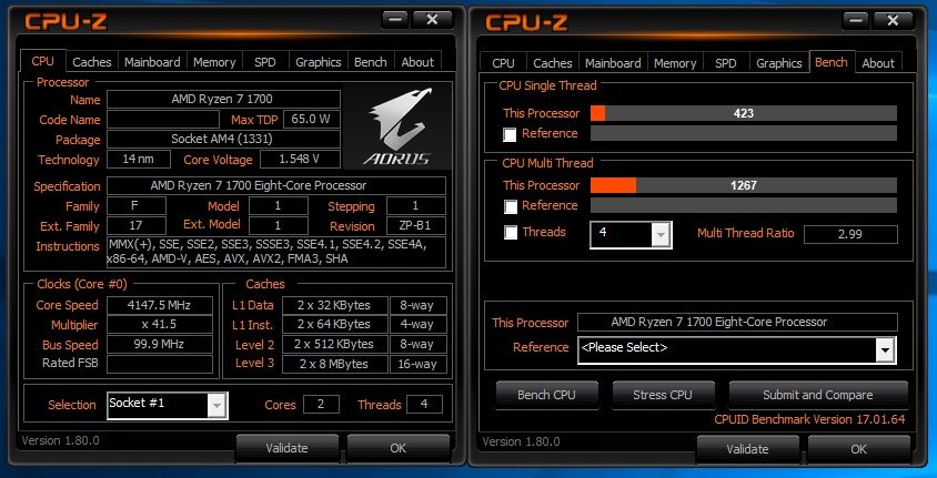 Ryzen7@4.15GHz 2C4T