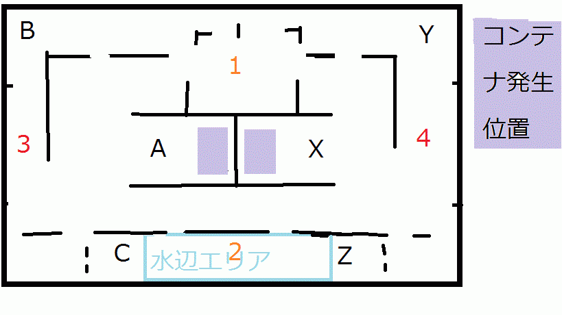 ぼくが　かんがえた　新まっぷ　（灰色はコンテナ出るとこ）