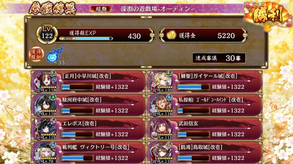 近接ルートだと平山の枠が足りなくて射程デバフがいなくてオデンの攻撃どうしようと思ったら
ガイヤール城と武田信玄総受けでどうにかなっちゃった