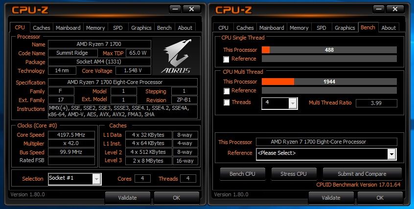 こんどは４．２GHｚで挑戦。8C8Tでのガンオン限界は４．１５GHｚだが4C4Tならいけるのか？