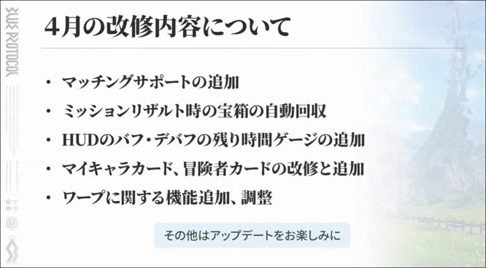 4月の改修内容について