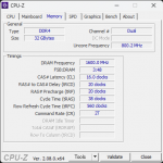 CPU-Zのメモリ情報（クロックやタイミング）