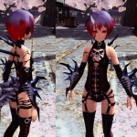 ん、ではせっかくなので。頭に半鬼面を埋め込んで、あとはクロームアクセ一式と人外っぽいメイク類など盛り込んでみました